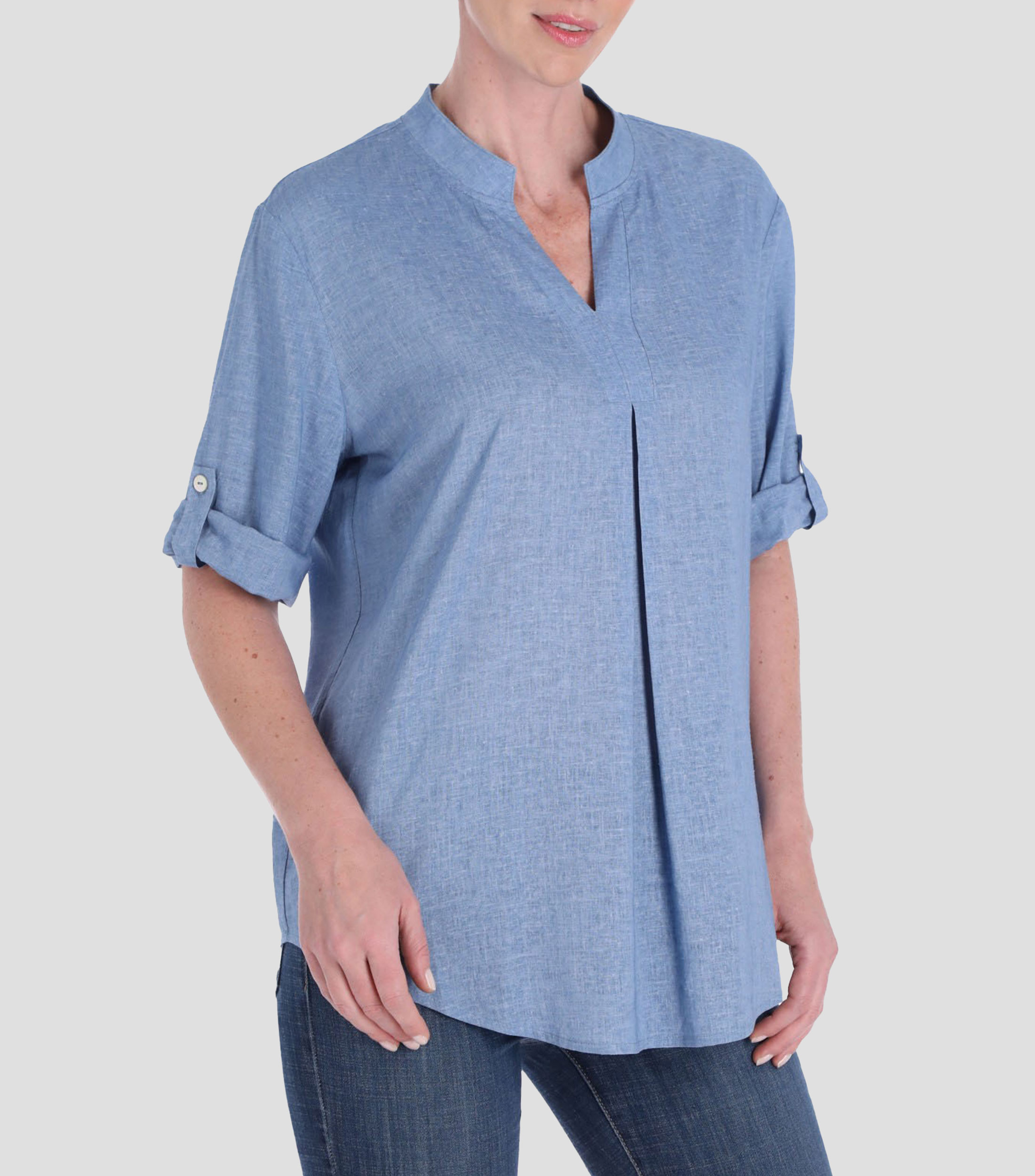 Blusa lisa manga corta con trabilla ajustable Mujer